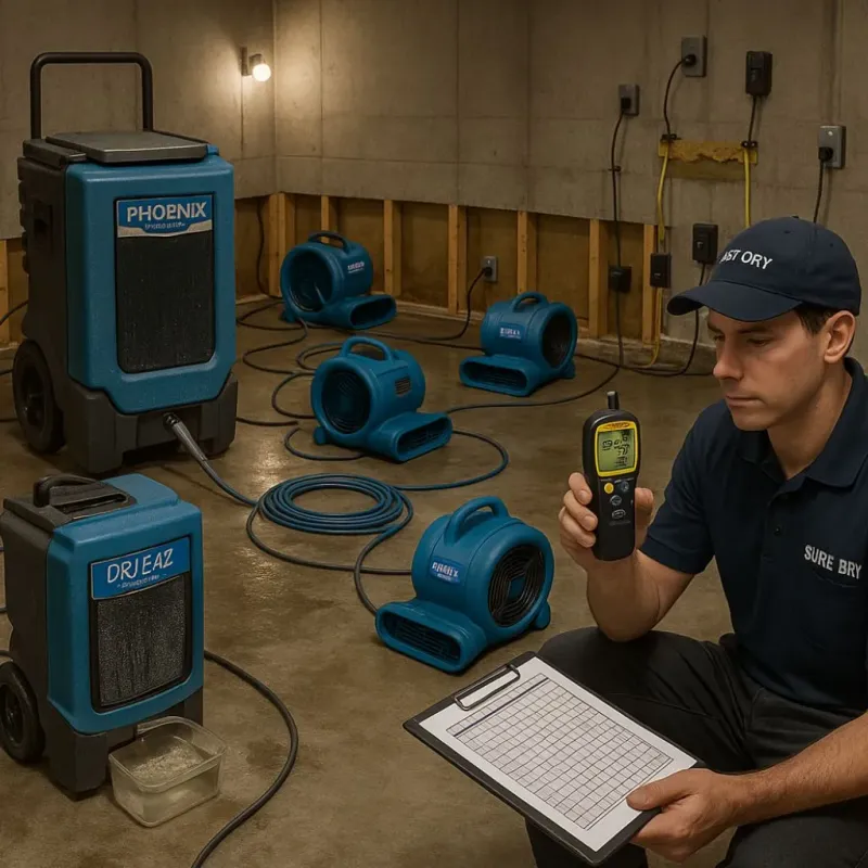 Structural Drying and Dehumidification process in Hockley County, TX